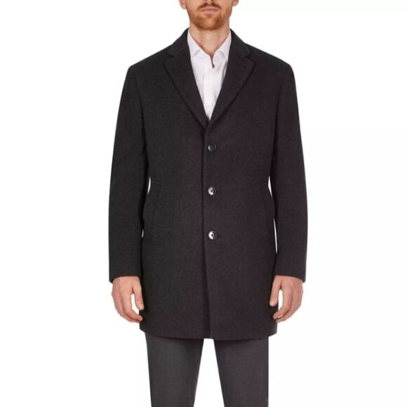 $395 NWT Calvin Klein Men's Wool Blend Coat Size 44L Gray Winter Overcoat - Picture 4 of 14